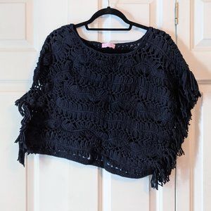 Lilly Pulitzer Fringey Sweater Sample Navy